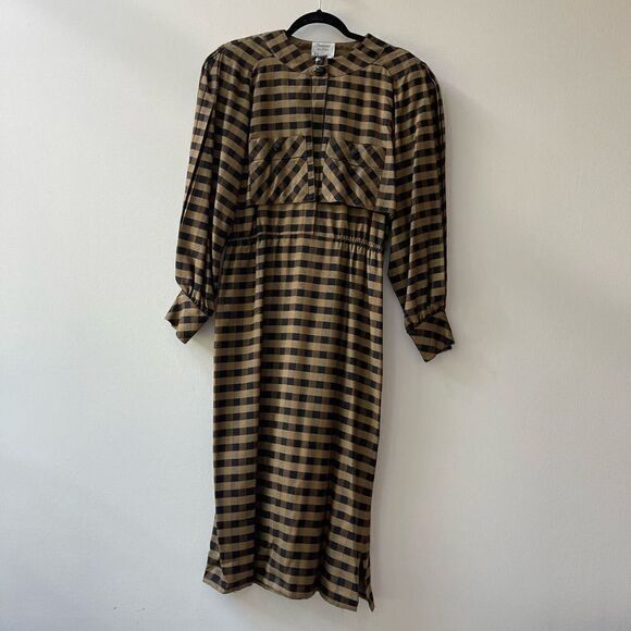 Vintage Francesca of Damon Starington Saks 100% Silk Secretary Brown Dress - siz - Picture 1 of 7